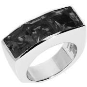 Bijoux Orusbijoux Bague Seth Argent Rhodié Pierre Carré Noir