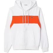 Sweat-shirt Lacoste SWEATSHIRT ZIPPÉ À CAPUCHE COLOR-BLOCK BLANC ET OR...