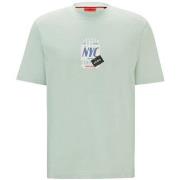 T-shirt BOSS T-SHIRT EN JERSEY DE COTON DITROSO VERT AVEC MOTIF ARTI