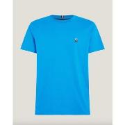 T-shirt Tommy Hilfiger T-Shirt monogramme bleu en coton bio