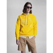 Polaire Tommy Hilfiger Sweat à capuche monogramme jaune en coton bio