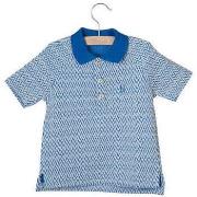 T-shirt enfant Little Hedonist Polo bleu et blanc à motifs neuf