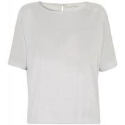 T-shirt Bruce Field Top pure soie col rond manche courte