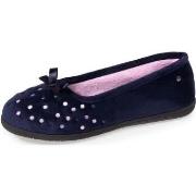 Chaussons Isotoner Chausson ballerines Femme Pois brodés Marine