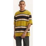 T-shirt Levis A1005 0024 - SKATE TEE-SULPHUR STRIPE GREEN AND BROWN