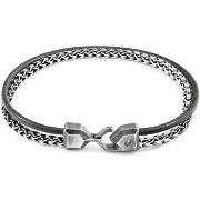 Bracelets Anchor &amp; Crew Bracelet Bowspirit Argent Et Cuir Rond De ...