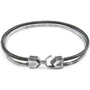 Bracelets Anchor &amp; Crew Bracelet Gallant Argent Et Cuir Rond De Ma...