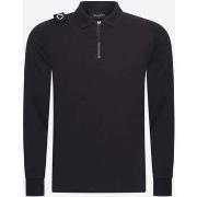 T-shirt Ma.strum Polo Ls en jersey avec fermeture éclair - noir