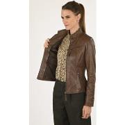 Blouson La Canadienne Blouson cuir marron femme-034099