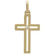 Pendentifs Brillaxis Pendentif Croix et diamant or jaune 18k