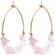 Boucles oreilles Brillaxis Créoles perles quartz rose