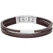 Bracelets Fossil Bracelet homme triple rang marron