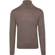 Sweat-shirt Suitable Pull Col Roulé Merino Mélanger Taupe