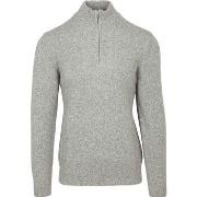 Sweat-shirt Profuomo Pullover Half Zip Laine D'Agneau Gris Mélanger