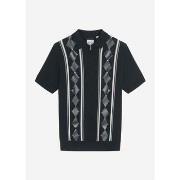 T-shirt Ben Sherman Polo en jacquard Argyle - noir