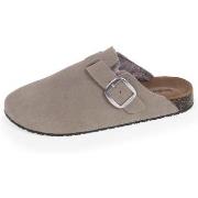 Mules Isotoner Sabots fourrés en cuir Femme Gris