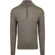 Sweat-shirt Profuomo Pullover Half Zip Laine Merino Vert