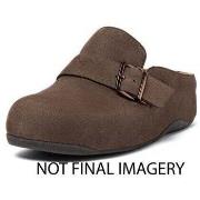 Mules FitFlop SHUV BUCKLE-STRAP NUBUCK CLOGS CHOCOLATE BROWN