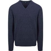 Sweat-shirt William Lockie Col-V Agneline Indigo Melange