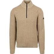 Sweat-shirt No Excess Pull Demi-Zip Mélanger Structure Beige