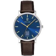 Montre Pierre Lannier COEUR BATTANT Argenté Cadran Bleu Bracelet Cuir ...