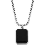 Collier Fossil Collier homme pendentif agate noire