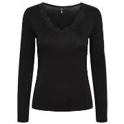 T-shirt Pieces TOP PCBARBERA LS LACE - Noir - L