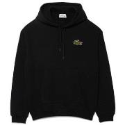 Sweat-shirt Lacoste SWEATSHIRT À CAPUCHE NOIR LOOSE FIT AVEC BADGE