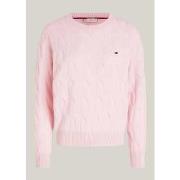 Sweat-shirt Tommy Hilfiger Pull torsadé rose