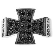 Bijoux Orusbijoux Bague Homme Croix Pavée Noire Argent