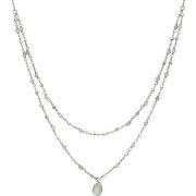 Collier Orusbijoux Collier Argent Rhodié Double Chaine Goutte Pierres