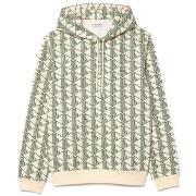 Sweat-shirt Lacoste SWEATSHIRT À CAPUCHE MOLLETON MONOGRAMME BLANC ET ...