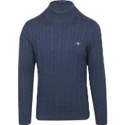 Sweat-shirt Gant Pullover Col Roulé Cable Marine