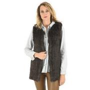 Veste La Canadienne Gilet mi-long lapin marron-044879