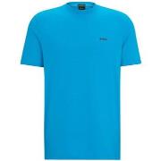 T-shirt BOSS T-SHIRT TEE BLEU TURQUOISE REGULAR FIT EN COTON STRETCH