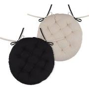 Galettes de chaise Stof Coussin de chaise rond Noir et Lin 38 cm