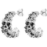 Boucles oreilles Brillaxis Créoles argent pavées oxydes noirs