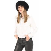 Chapeau Helma Toque agneau et fourrure renard noire-044787