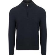 Sweat-shirt Suitable Structure Pull Demi-Zip Bleu Foncé