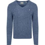 Sweat-shirt Gant Pullover Col-V Wool Blend Bleu