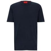 T-shirt BOSS T-SHIRT REGULAR FIT BLEU FONCÉ EN COTON PIMA À LOGO CONTR...