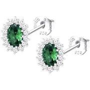 Boucles oreilles Lotus Clous d'oreille Silver marguerite oxyde vert