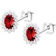 Boucles oreilles Lotus Clous d'oreilles Silver Marguerite oxyde rouge