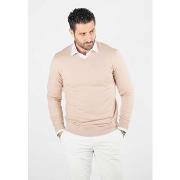 Pull Hollyghost Pull homme col v beige - Touché cachemire