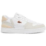 Baskets Lacoste BASKETS BLANCHES ET ROSES T-CLIP SET EN CUIR FEMME