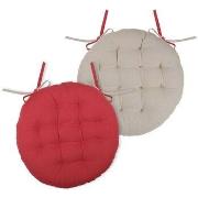 Galettes de chaise Stof Coussin de chaise Rouge et Lin rond réversible...