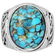 Bijoux Orusbijoux Bague Homme Turquoise Massive Argent