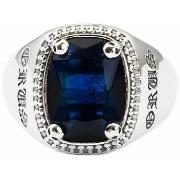 Bijoux Orusbijoux Chevalière Argent Homme Bleu Saphir Cavalier D'enfer