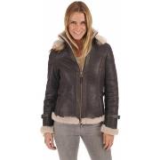 Blouson La Canadienne Bombardier capuche fourrure marron-037784