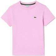 T-shirt enfant Lacoste T-SHIRT ENFANT UNI EN JERSEY DE COTON ROSE